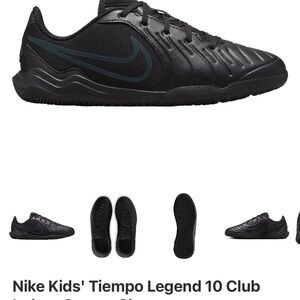 Nike Tiempo Legend 10 Club Black Indoor Soccer Shoes 6Y